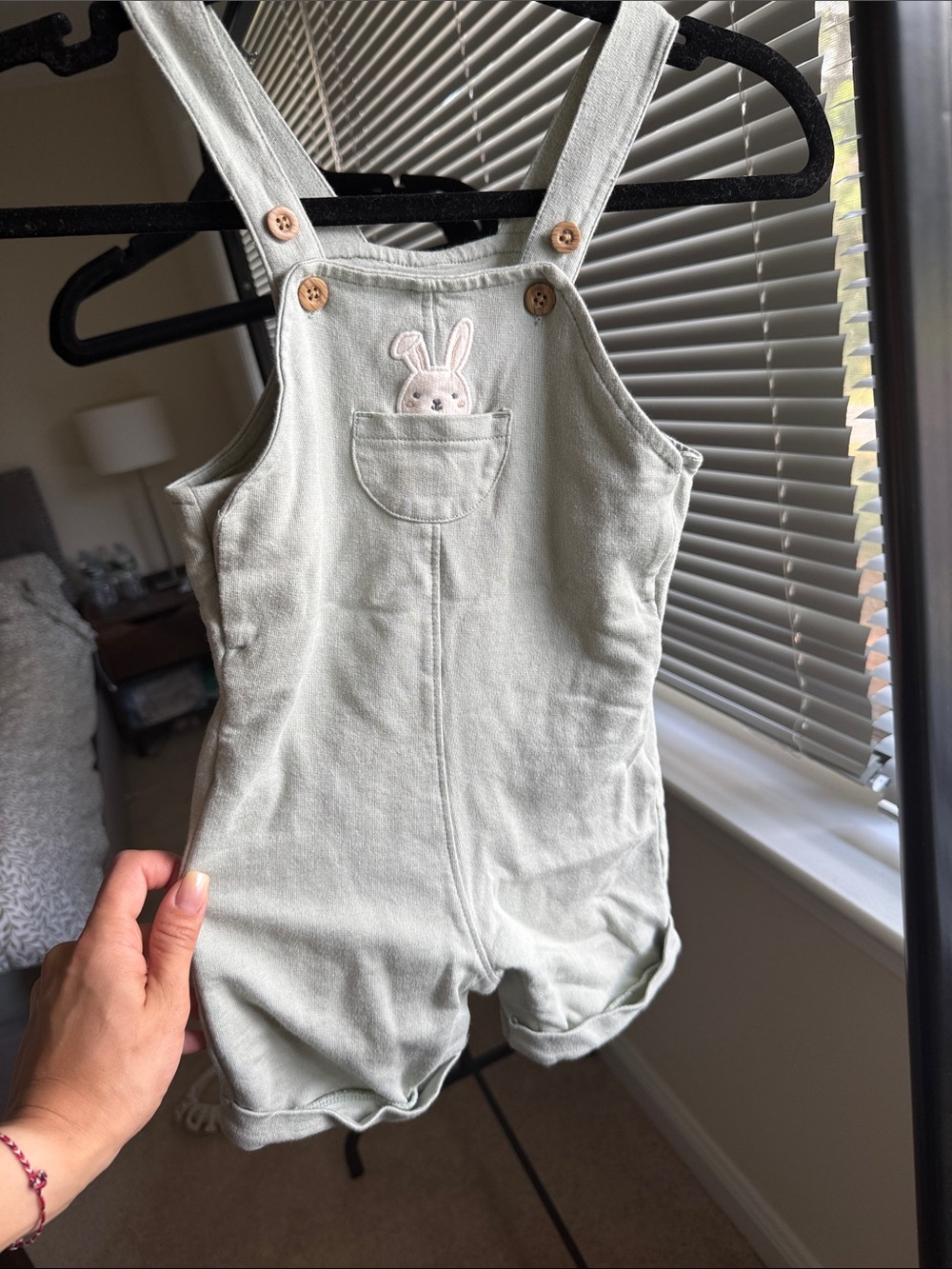 Carter's Sage Green Bunny Pocket Overalls